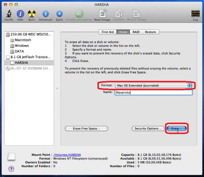 how to format disk to mac os extended journaled on windows pc